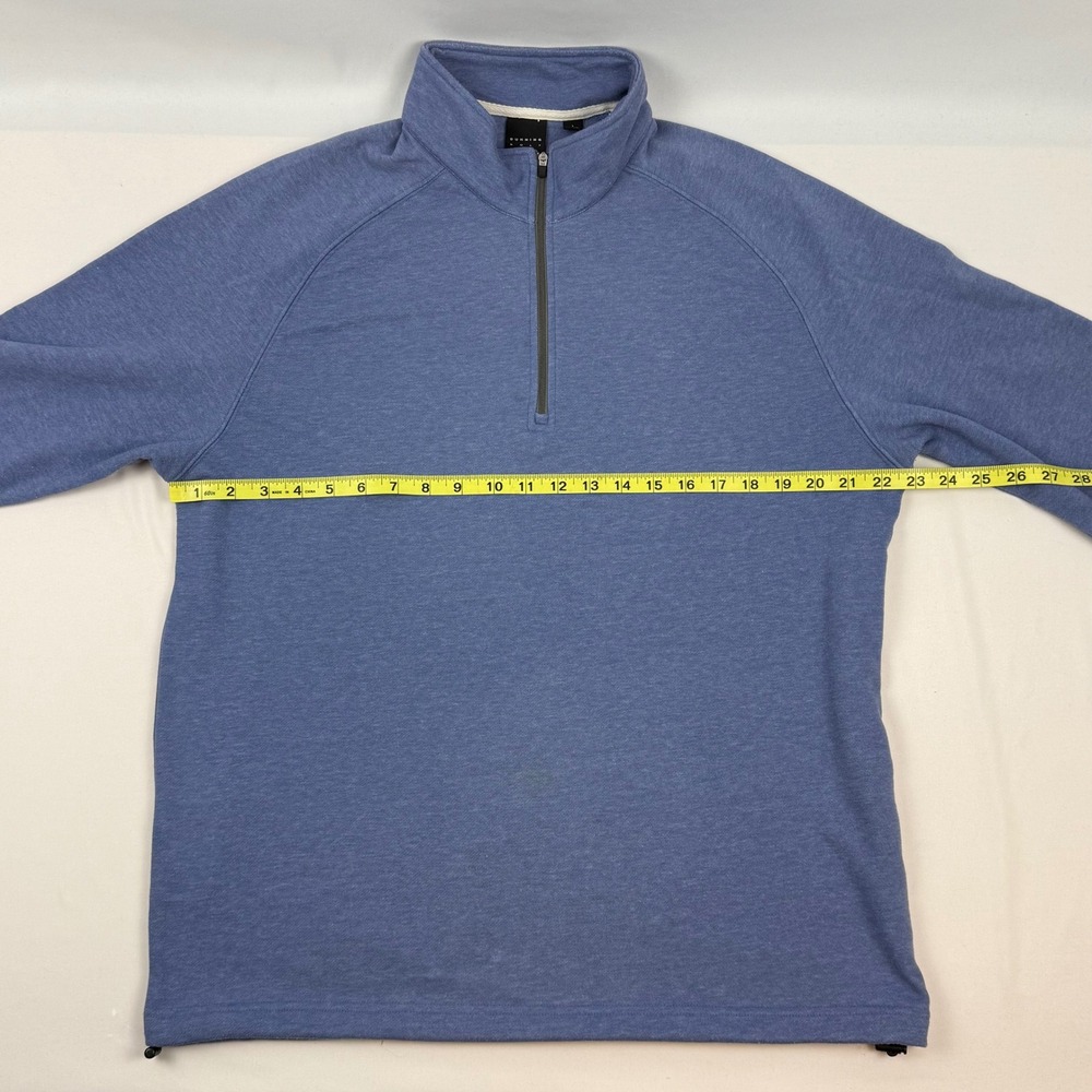 Dunning Golf Mens Blue Heather Quarter Zip Pullover Bamboo Charcoal Size L - Picture 8 of 11